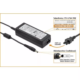  Samsung 19V 4.74A 90W (center pin) használt gyári töltő (SADP-90FH B, AD9019S)