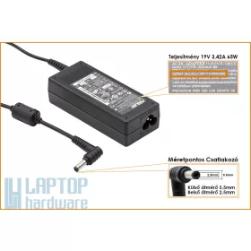   Asus/Delta Electronics 19V 3.42A 65W gyári új töltő (EXA0703YH, PA-1650-01, PA-1700-02, ADP-65JH DB)