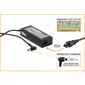 Sony 19.5V 3.9A 76W gyári új töltő (VGP-AC19V37)