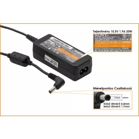   Sony 10.5V 1.9A 20W gyári új netbook töltő (VGP-AC10V2, VGN-P)