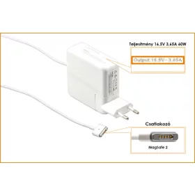   Apple MacBook 16.5V 3.65A 60W MagSafe 2 helyettesítő töltő, A1435, A1184