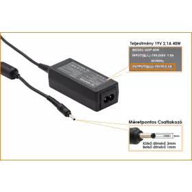   Samsung 19V 2.1A 40W UltraBook helyettesítő új töltő (AD-4019A, AD-4019P)
