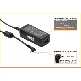   Asus EEEPC 19V 1,58A 30W helyettesítő új töltő (EXA1004EH)