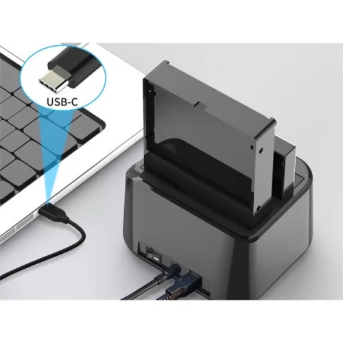 Conceptronic HDD/SSD Dokkoló - DONN12B (2 fiók, USB3.2, 2,5/3,5", Max.: 32TB, klónozás funkció, fekete)