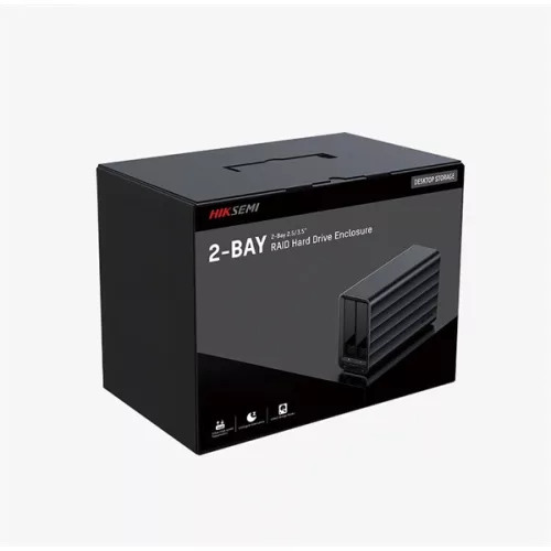 Hikvision HIKSEMI DAS - 2db 2,5/3,5 HDD/SSD -> USB-A/C, ventilátor, Max.: 48TB, Fekete