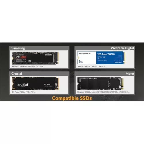 Orico Külső M.2 ház - IDPWM2-G2A-GY (USB-C 3.2 Gen2 -> M.2 NVMe, Max.: 8TB, 10 Gbps)