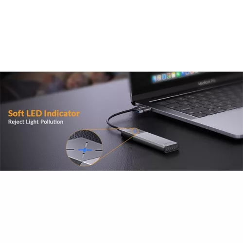 Orico Külső M.2 ház - IDPWM2-G2A-GY (USB-C 3.2 Gen2 -> M.2 NVMe, Max.: 8TB, 10 Gbps)