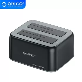   Orico HDD/SSD Dokkoló - 6829C3-C-EU-BK (2x 2,5"/3,5" HDD/SSD -> USB-A, Offline klón funkció, Max.: 36TB, fekete)