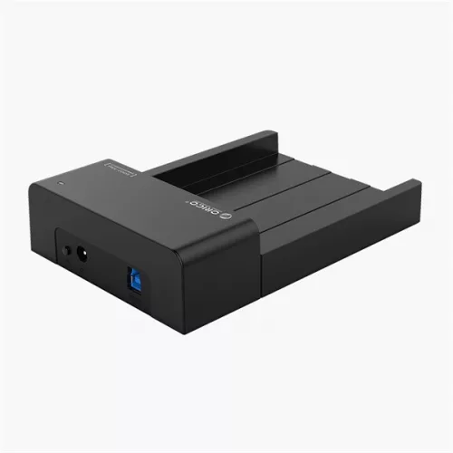 Orico HDD/SSD Dokkoló - ORICO-6518US3-V2-EU-BK-BP (1x 2,5"/3,5" HDD/SSD -> USB-A, Max.: 16TB, fekete)
