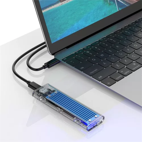 Orico Külső M.2 ház - TCM2-C3-BL/17/ (USB-C 3.1 -> M.2 NVMe, Max.: 2TB, 10 Gbps, kék)