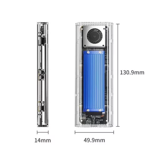 Orico Külső M.2 ház - TCM2-G20-BL (USB-A -> M.2 NVMe(M-key; B&M Key), Max.: 8TB, 20 Gbps, kék)