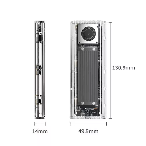 Orico Külső M.2 ház - ORICO-TCM2-U4-BK-BP (USB-C 3.1 -> M.2 NVMe, Max.: 2TB, 10 Gbps, fekete)