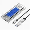 Orico Külső M.2 ház - ORICO-TCM2-U4-BL-BP (USB-C 3.1 -> M.2 NVMe, Max.: 2TB, 10 Gbps, fekete)