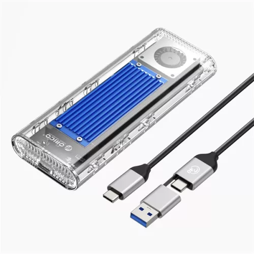 Orico Külső M.2 ház - ORICO-TCM2-U4-BL-BP (USB-C 3.1 -> M.2 NVMe, Max.: 2TB, 10 Gbps, fekete)