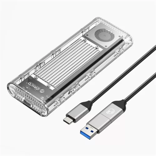 Orico Külső M.2 ház - ORICO-TCM2-U4-SV-BP (USB-C 3.1 -> M.2 NVMe, Max.: 2TB, 10 Gbps, fekete)