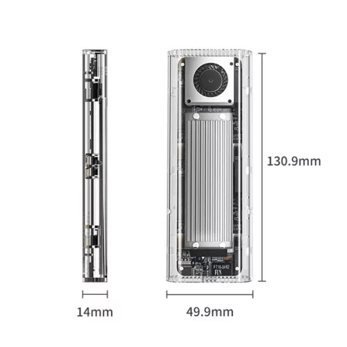 Orico Külső M.2 ház - ORICO-TCM2-U4-SV-BP (USB-C 3.1 -> M.2 NVMe, Max.: 2TB, 10 Gbps, fekete)