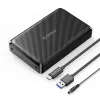 Orico Külső HDD/SSD Ház 2.5"/3,5" - DDW35-C3-EU-BK (USB-C to USB-A/C, Max.: 18TB, fekete)