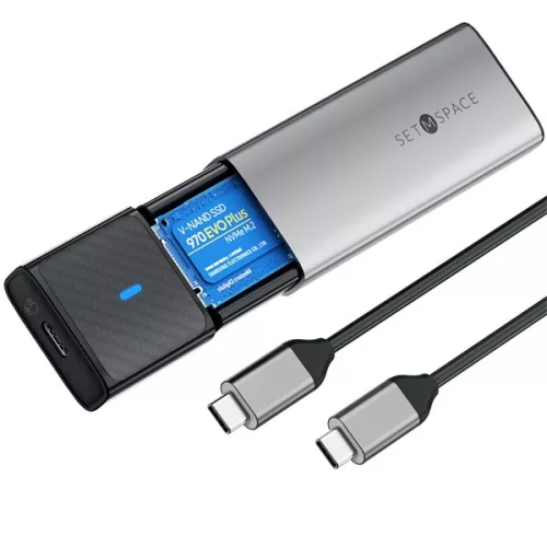 Orico Külső M.2 ház - STPWDM2-G2-GY (USB-A/C -> M.2 NVMe, Max.: 8TB, 10 Gbps)