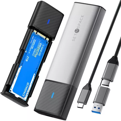 Orico Külső M.2 ház - STPWDM2-G2-GY (USB-A/C -> M.2 NVMe, Max.: 8TB, 10 Gbps)