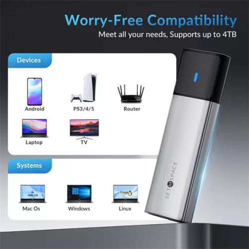 Orico Külső M.2 ház - STPWDM2-G2-GY (USB-A/C -> M.2 NVMe, Max.: 8TB, 10 Gbps)