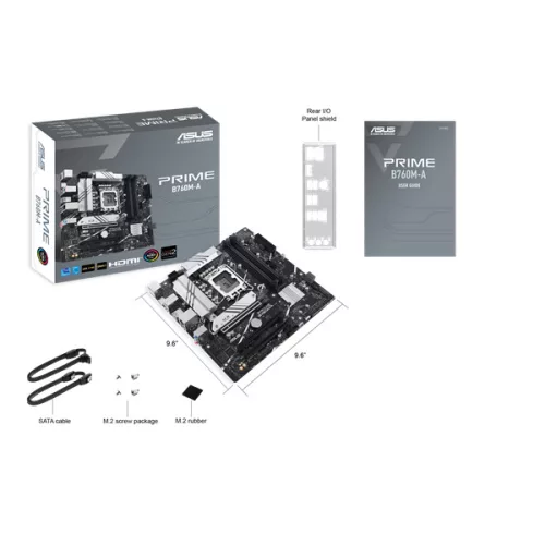 Asus Alaplap - Intel PRIME B760M-A-CSM s1700 (B760, 4xDDR5 7200+MHz, 4xSATA3, 2xM.2, 2xHDMI+DP)