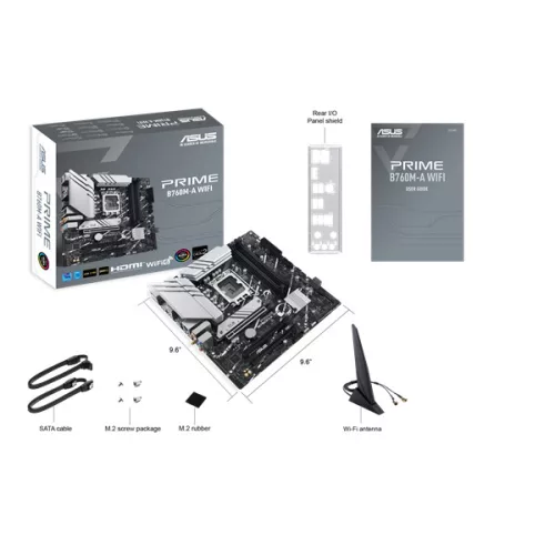 Asus Alaplap - Intel PRIME B760M-A WIFI s1700 (B760, 4xDDR5 7200+MHz, 4xSATA3, 2xM.2, 2xHDMI+DP)