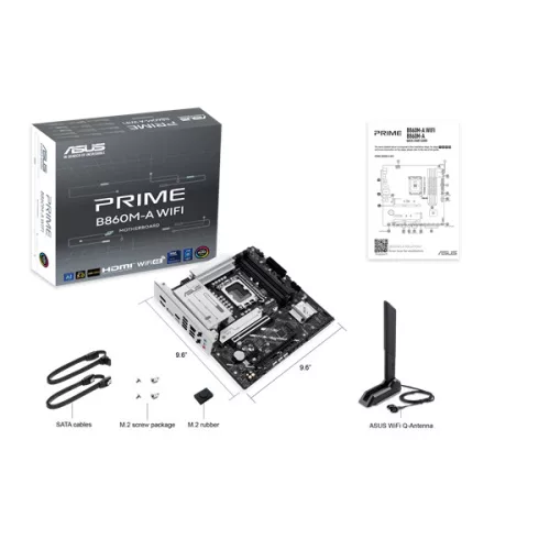 Asus Alaplap - Intel PRIME B860M-A WIFI s1851 (B860, 4xDDR5 8666+MHz, 4xSATA3, 2xM.2, HDMI+2xDP)