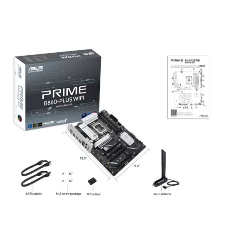 Asus Alaplap - Intel PRIME B860-PLUS WIFI s1851 (B860, 4xDDR5 8666+MHz, 4xSATA3, 2xM.2, HDMI+DP)
