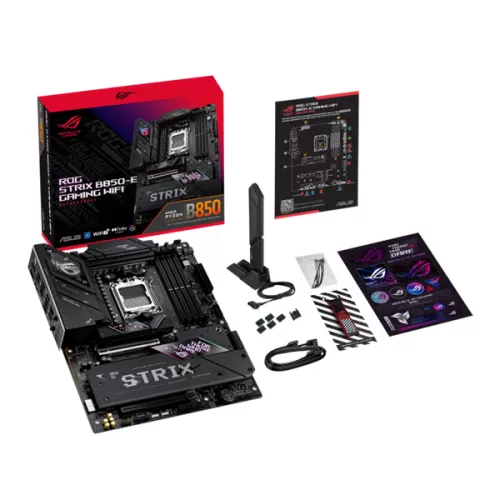 Asus Alaplap - AMD ROG STRIX B850-E GAMING WIFI AM5 (B850, ATX, 4xDDR5 8000+MHz, 4xSATA3, 5x M.2, HDMI+DP+USB4)