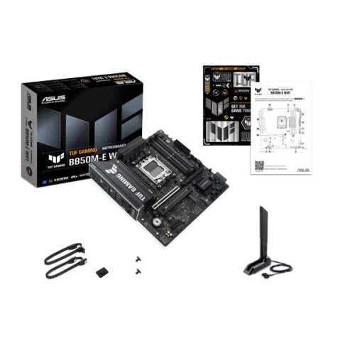 Asus Alaplap - AMD TUF GAMING B850M-E WIFI AM5 (B850, MicroATX, 4xDDR5 8000+MHz, 4xSATA3, 3x M.2, HDMI+2xDP)