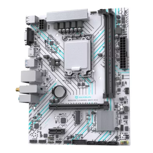 Maxsun Alaplap - Intel MS-B660M GAMING WIFI ICE s1700 (B660, mATX, 2xDDR4 3200MHz, 3xSATA3, M.2, HDMI, D-sub)