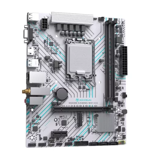 Maxsun Alaplap - Intel MS-B660M GAMING WIFI ICE s1700 (B660, mATX, 2xDDR4 3200MHz, 3xSATA3, M.2, HDMI, D-sub)
