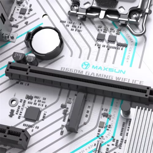 Maxsun Alaplap - Intel MS-B660M GAMING WIFI ICE s1700 (B660, mATX, 2xDDR4 3200MHz, 3xSATA3, M.2, HDMI, D-sub)