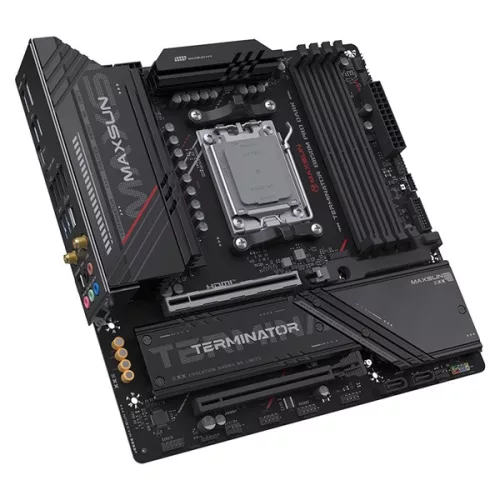 Maxsun Alaplap - AMD MS-TERMINATOR B850M PRO DARK WIFI AM5 (B850, mATX, 4xDDR5 8000MHz, 2xSATA3, 3xM.2, HDMI, DP)
