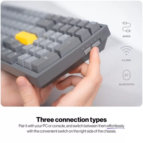 Endorfy Wireless Billentyűzet - Celeris 1800 (RGB, Gateron Yellow Switch, mechanikus, 100 gomb, 1,8m, US)