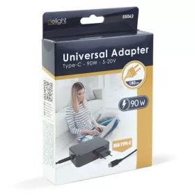   Delight Type-C (USB-C) adapter 90W (55062), DC 5-20V, 1,8 m - fekete