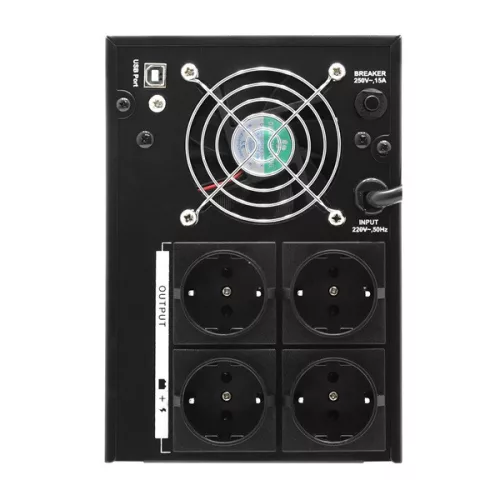 Hikvision Szünetmentes 2000VA - DS-UPS2000 (4 Schuko, line-interaktív, USB, LCD, fekete)