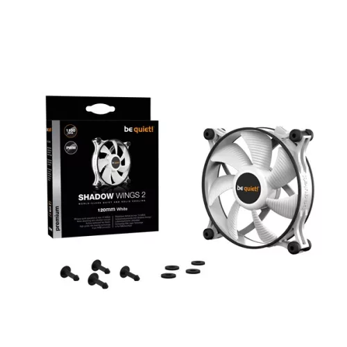 Be Quiet! Cooler 12cm - SHADOW WINGS 2 120mm PWM White (1100rpm, 15,9dB, fehér)