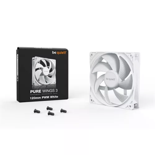 Be Quiet! Cooler 12cm - PURE WINGS 3 White 120mm PWM (1600rpm, 25,5dB, fehér)