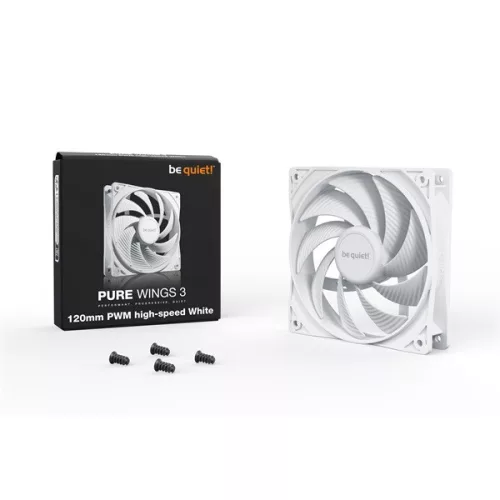 Be Quiet! Cooler 12cm - PURE WINGS 3 White 120mm PWM high-speed (2100rpm, 30,9dB, fehér)