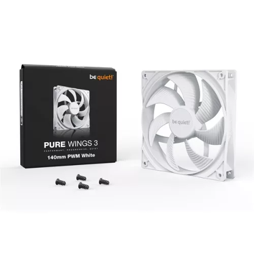 Be Quiet! Cooler 14cm - PURE WINGS 3 White 140mm PWM (1200rpm, 21,9dB, fehér)