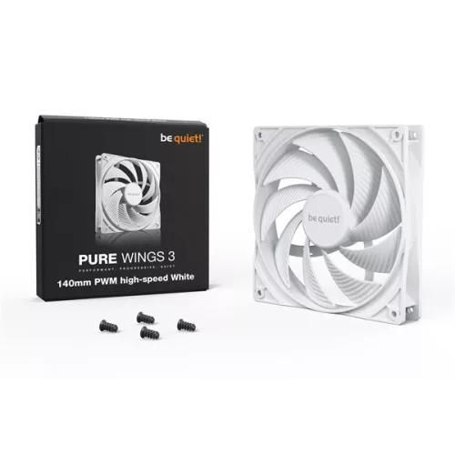 Be Quiet! Cooler 14cm - PURE WINGS 3 White 140mm PWM high-speed (1800rpm, 30,5dB, fehér)