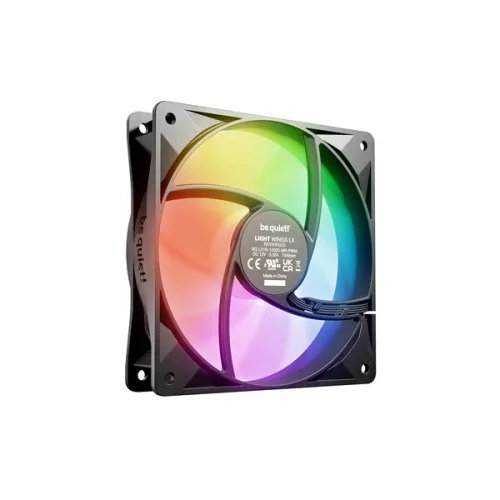 Be Quiet! Cooler 12cm - LIGHT WINGS LX 120mm PWM Reverse Black (RGB, 1500rpm, 28,5dB, fekete)