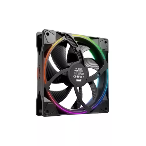Be Quiet! Cooler 14cm - LIGHT WINGS 140mm PWM Reverse Black (RGB, 1300rpm, 25,5dB, fekete)
