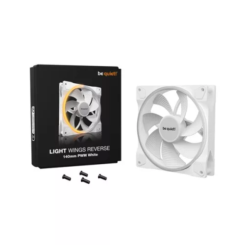 Be Quiet! Cooler 12cm - LIGHT WINGS 140mm PWM Reverse White (RGB, 1300rpm, 25,5dB, fehér)