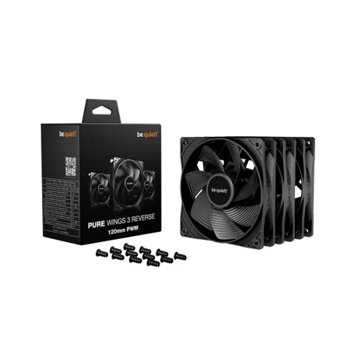 Be Quiet! Cooler 12cm - PURE WINGS 3 120mm PWM Reverse 3-Pack (1500rpm, 28,5dB, fekete)