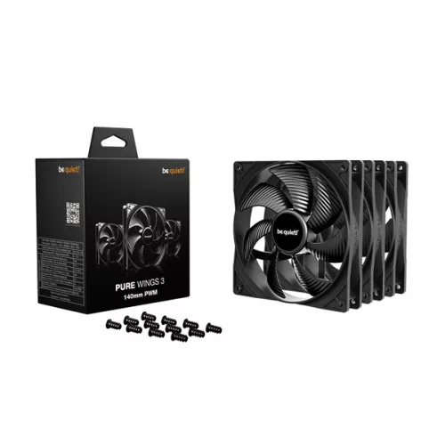 Be Quiet! Cooler 14cm - PURE WINGS 3 140mm PWM 3-Pack (1200rpm, 21,9dB, fekete)