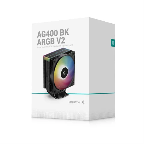 DeepCool CPU Cooler - AG400 BK ARGB V2 (31,6 dB; max, 128,93 m3/h; 4pin csatlakozó, 4 db heatpipe, 12cm, PWM)