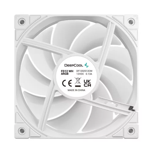 DeepCool Cooler 12cm - FD12 ARGB WH (27,6dB; max. 109,07 m3/h; 3pin csatlakozó; hydro bearing, ház hűtésre, PWM, fehér)