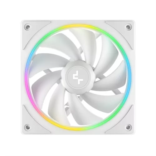 DeepCool Cooler 12cm - FL12 SE WH (3in1) (28.67dB; max.86,20 m3/h; 3x12cm, 3pin; hydro bearing, ház hűtésre, RGB, PWM)